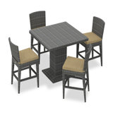 District Outdoor 5 - Piece Bar Height Dining Set with Cushions