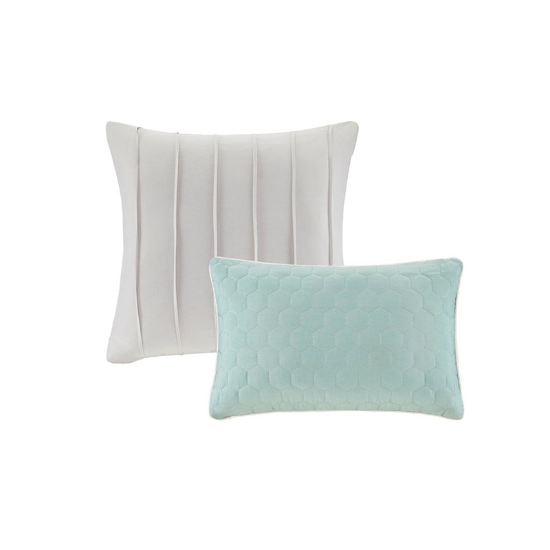 8 Piece Comforter Set Seafoam Grey, King Comforter + 4 Shams + 2 Pillows