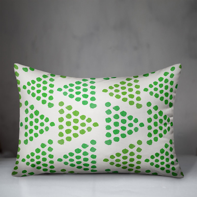  Coussin décoratif intérieur / extérieur en polyester à pois, H 14 po x l 20 po, Vert