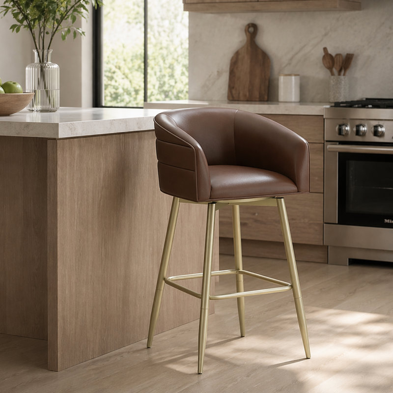 Tabouret pivotant à hauteur réglable Wyndham, Champagne, Selle