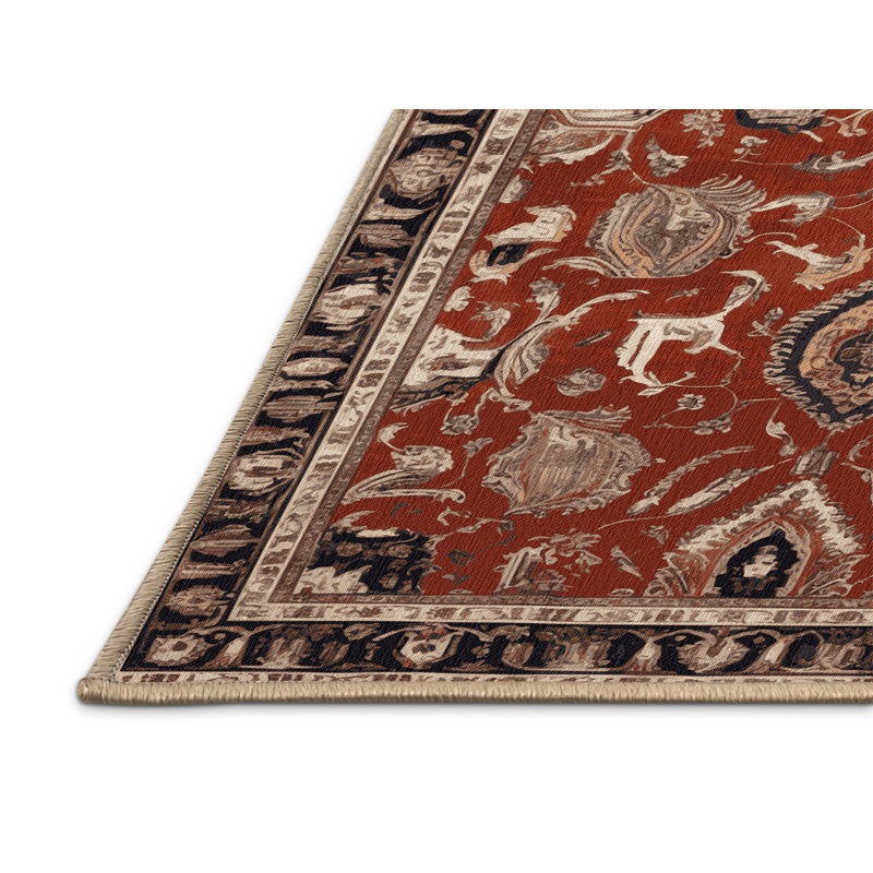 Tapis brun lavable à la machine, Rond 3 pi