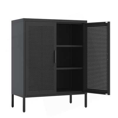 Durable Metal Storage Cabinet with 2 Doors and 2 Adjustable Shelves, Ideal for Home, Office, and School Use