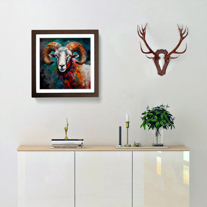 Ram Sheep Palette Knife - Framed Print, Walnut