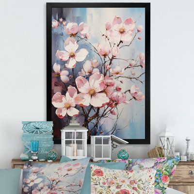 Rêve de cornouiller rose et gris sur toile