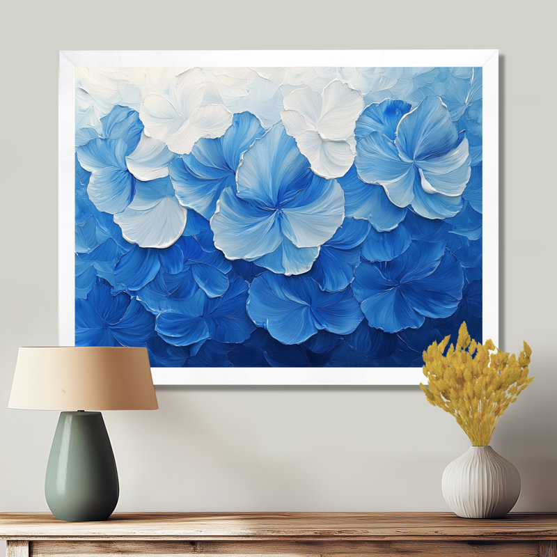Blanc sur velours bleu jonquilles Bloom III - Jonquilles, art mural, Reproduction encadrée d'une seule photo, Blanc
