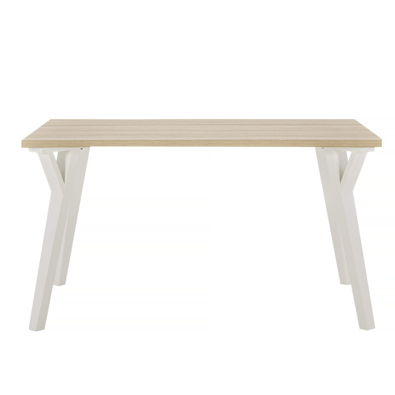 Contemporary Rectangular Dining Table, White and Natural Wood