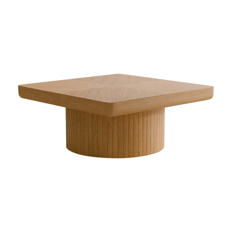 Table basse carrée 34,6 po, Bois naturel