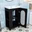 Meuble-lavabo autoportant avec lavabo en céramique, tablette réglable et armoire de rangement-1802026379