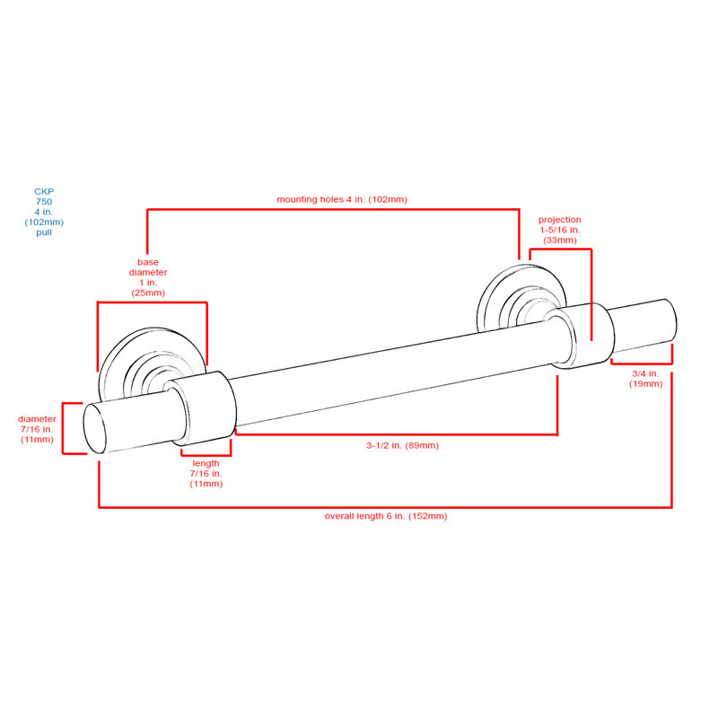 Charlotte 4" Center Bar Pull, 4"