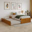 Lit plateforme simple en bois massif avec pied de lit et lit gigogne Concord-96140341