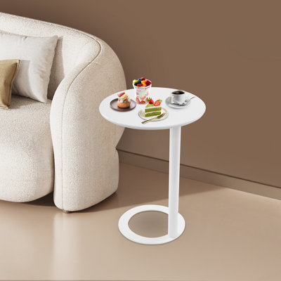 Table d'appoint ronde moderne minimaliste avec base en forme de O pour les espaces compacts
