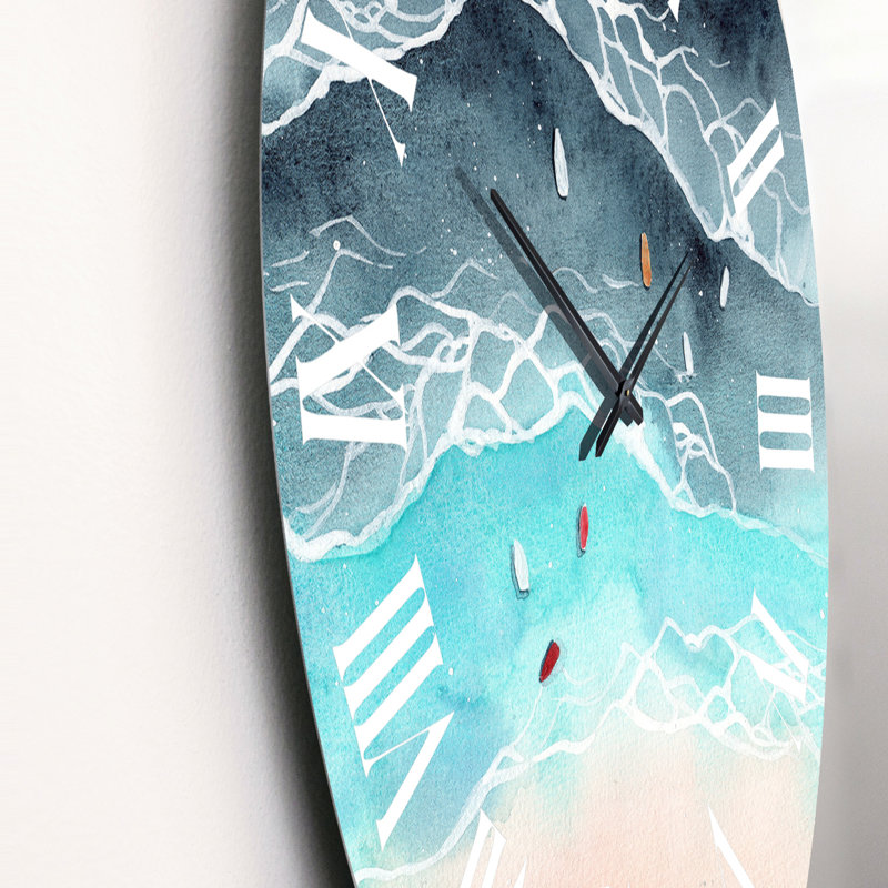 Vue aérienne des vagues de l'océan tropical - horloge murale nautique et côtière, Moyen