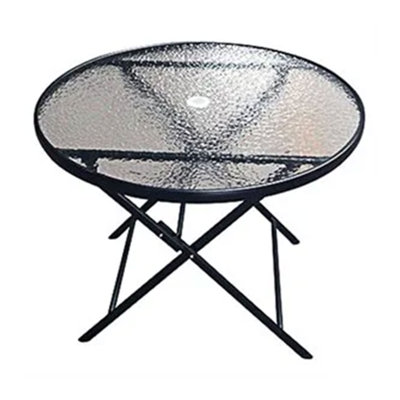 Giovannella Round Glass Outdoor Dining Table Yes , 35 " W 35 " D