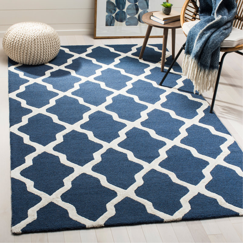 Tapis géométrique en laine et viscose touffeté à la main Cannen Cambridge, Rectangle 5 pi x 8 pi