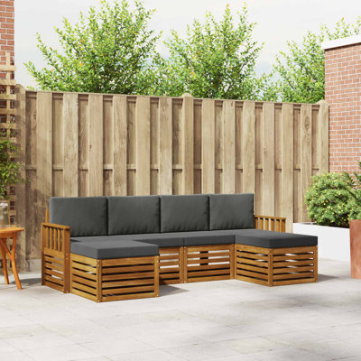  Ensemble de canapé 6 pièces en bois d'acacia naturel et anthracite massif