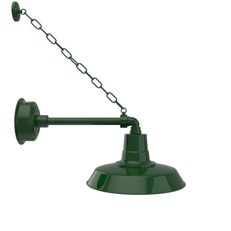 Luminaire de grange d'extérieur à DEL Haleigh, H 10 po x l 14 po x P 24 po, Vert rétro