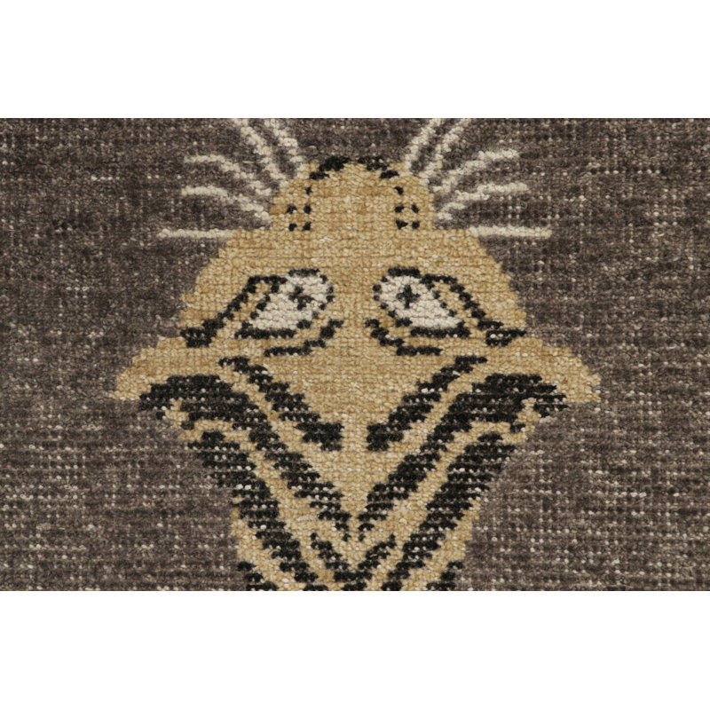 Distressed Homage Hand Knotted Wool Animal Print Area Rug, Runner 2'6" x 10'