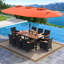 Ensemble de 11 chaises de patio en osier avec parasol double face et 8 chaises empilables-240306078-240306071