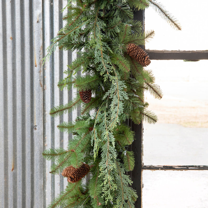 9.3' Evergreen Garland with Lights