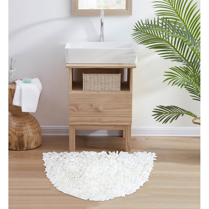 Tapis pour salle de bain Karnveer, Blanc