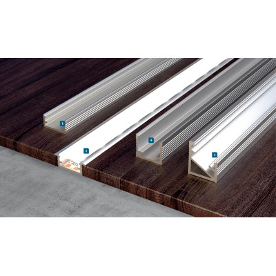 Cezar End Stop For LED-Lit Aluminum Profile W/Flange, 9/16" W X 1/4" H, Matte Light Grey Colour PVC, Set Of 2