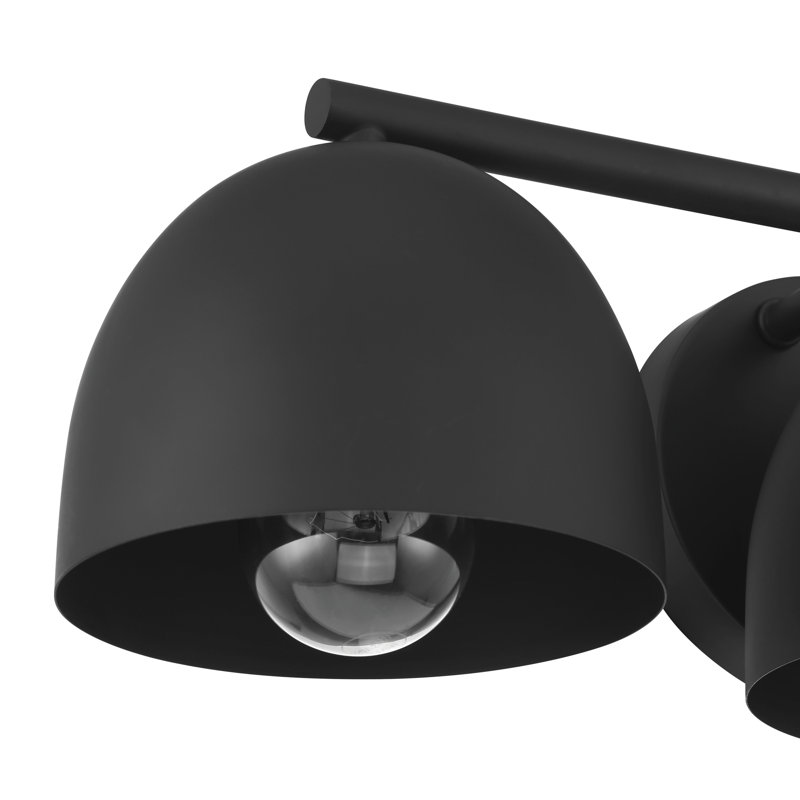 Hunter Erling 3 Light Medium Bathroom Vanity Wall Light Fixture, Matte Black, Black