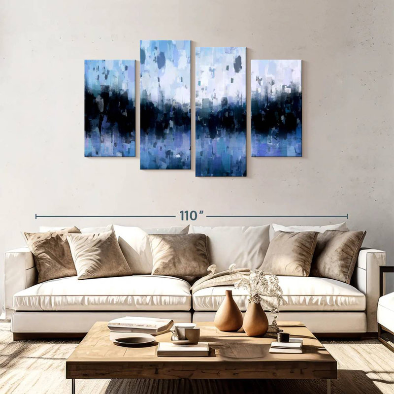 Avery Abstract Navy Blue, 48" H x 75" W
