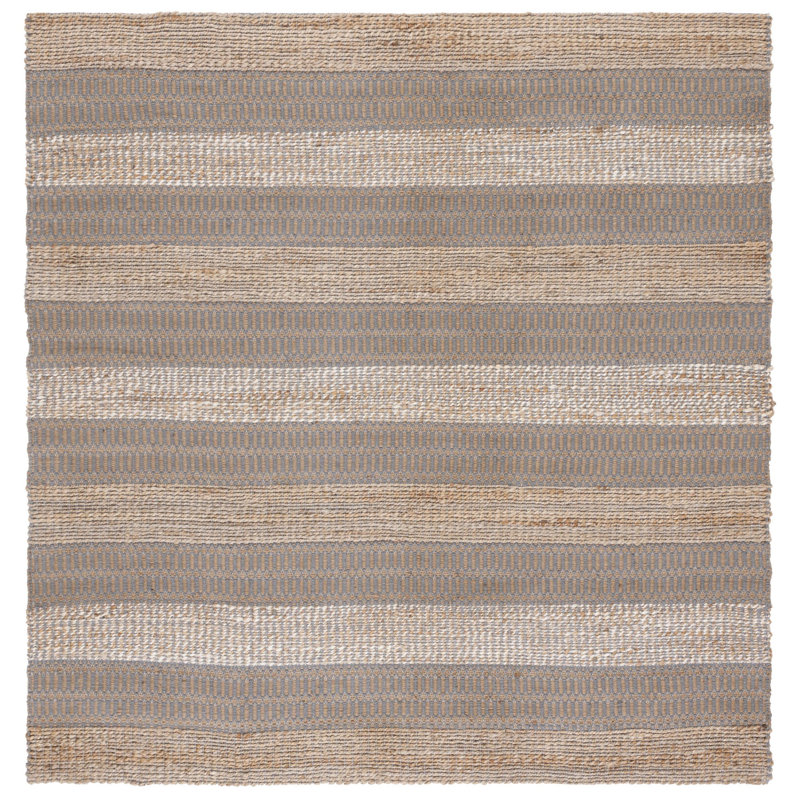 Tapis gris / naturel à tissage plat Soliz, Carré 6 pi 6 po