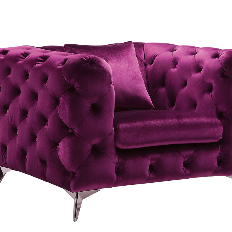 Fauteuil Chesterfield large de 47,09 po Layota, Tissu mauve