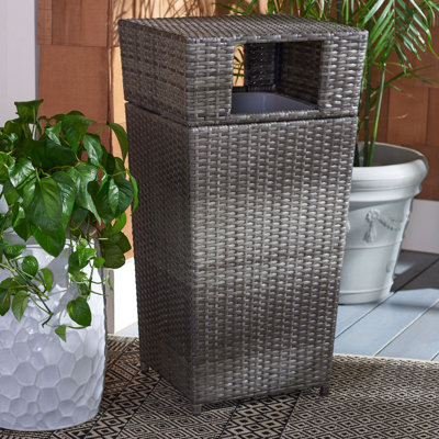 Alayzia Wicker Swing Top Outdoor Trash/Recycling Bins - 25 Gallons