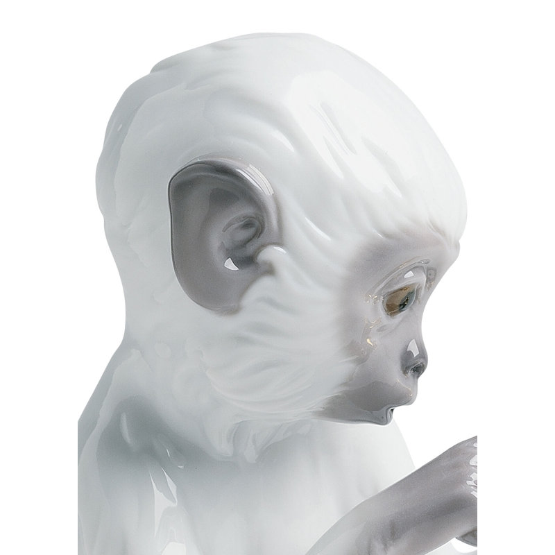 Curiosity Monkey on Rock Figurine, Turquoise