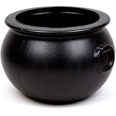PMU Halloween Cauldron - Blow Mold Plastic Party Accessory - Candy Holder - 10 Inch Black