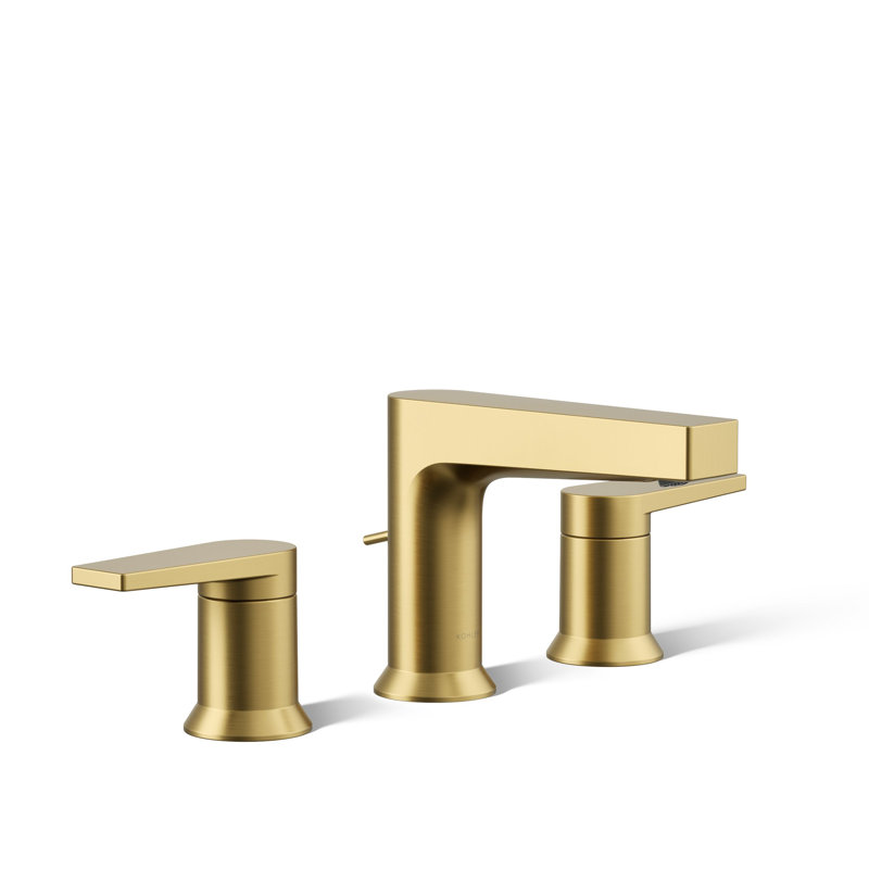 Kohler Taut Widespread Bathroom Faucet with Pop-Up Drain Assembly, 3 Hole 2-Handle Bathroom Sink Faucet, 1.2 gpm