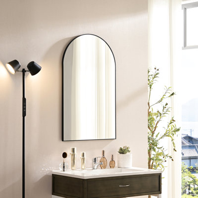 40X30 Inch Black Arched Wall Mirror For Bedroom - High Definition Float Glass, , Simple Installation 40*30 Aluminum Framed Decor Clear Image, Rust Frame, Luxury Look