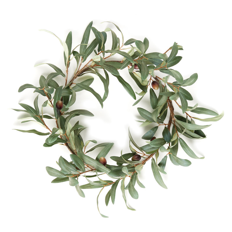 Tarik Handcrafted Faux Olive Polyester 16'' Wreath