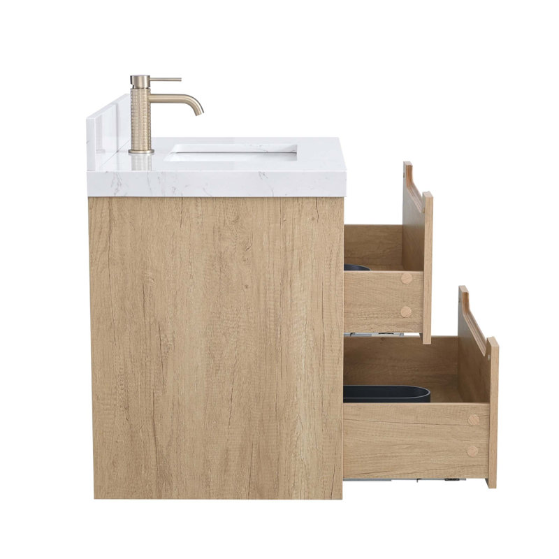 Meuble-lavabo mural avec design flottant et tiroirs à fermeture en douceur