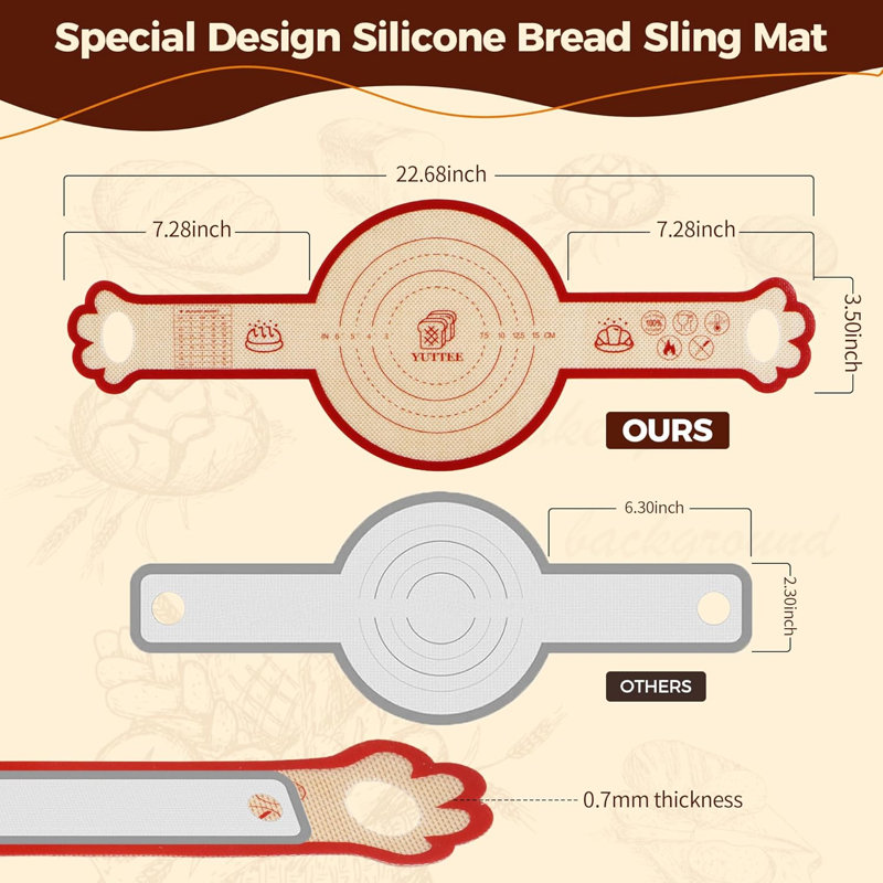 Silicone Bread Sling for Dutch Oven, 2Pcs - 6in NonStick Round Sourdough Baking Slings
