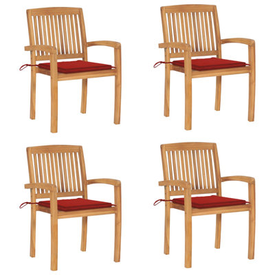 Chaise de patio empilable en teck avec coussin