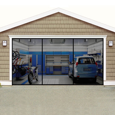 Rideau de porte de garage en fibre de verre avec trois crochets pour garage
