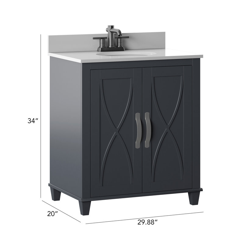 Briana 29.88'' Single Bathroom Vanity with Stone Top, Metro Grey