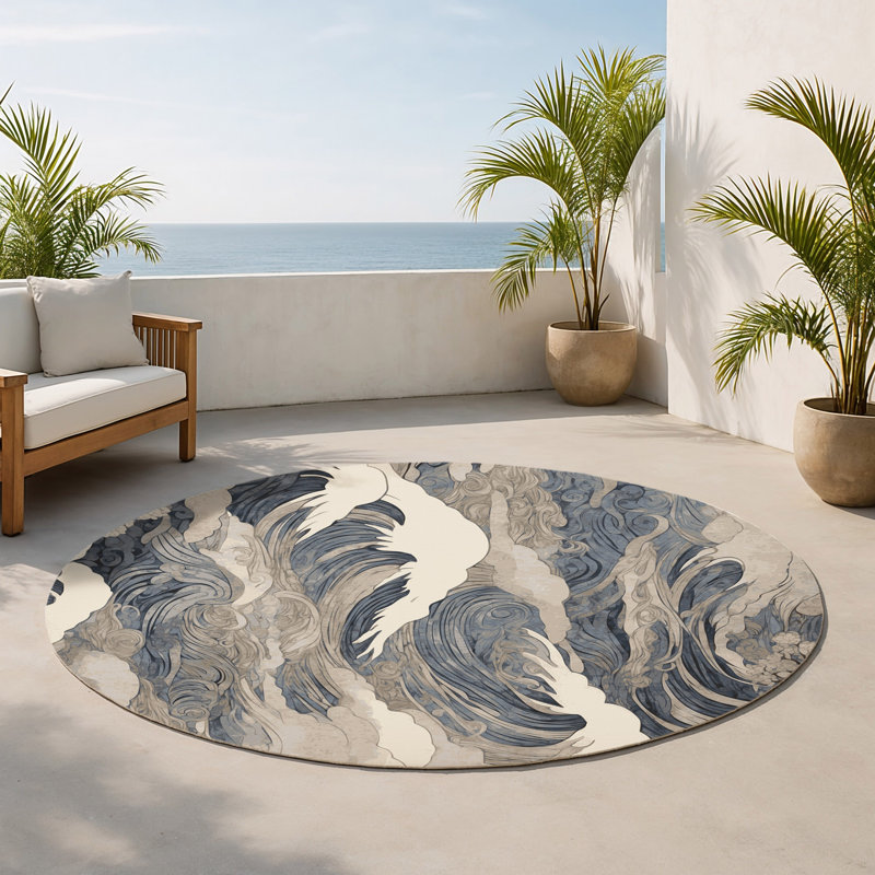 Tapis intérieur et extérieur Scarlet C Courants, Rond 5 pi