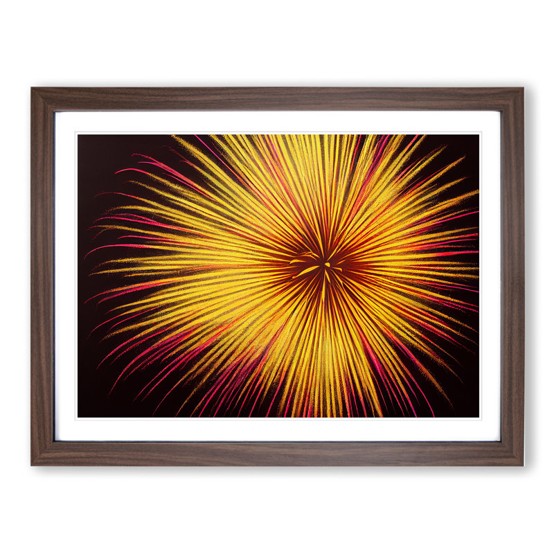 XH1022-8656X Super Fireworks 1 Piece Single Picture Frame Painting, 25cm H x 34cm W x 2cm D, Walnut