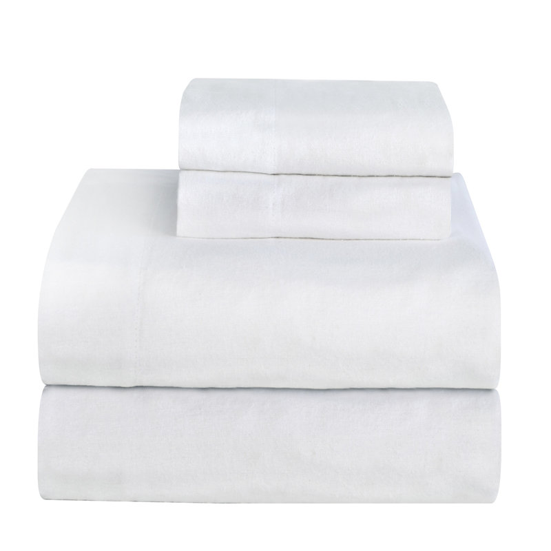 Pointehaven 170 GSM 100% Cotton Flannel Deep Pocket Sheet Set, Twin XL, White