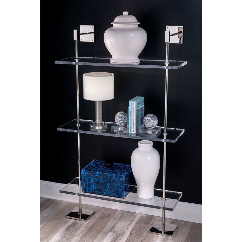 Marias 3-Tier Shelf Lucite 36"W, Nickel/Clear