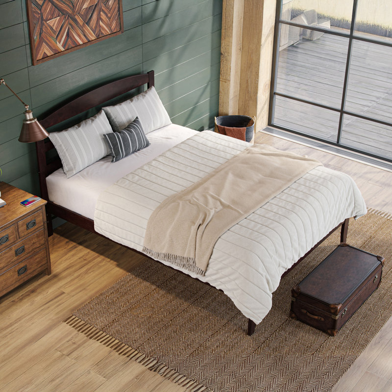 Lit plateforme en bois massif Elliana, Grand, Espresso
