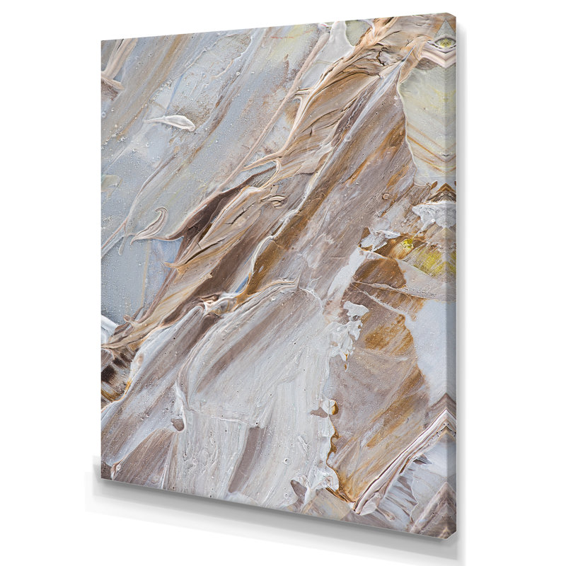 Abstrait beige brossé brun - reproduction de cadre photo sur toile, H 32 po x l 16 po x P 1 po, Toile tendue