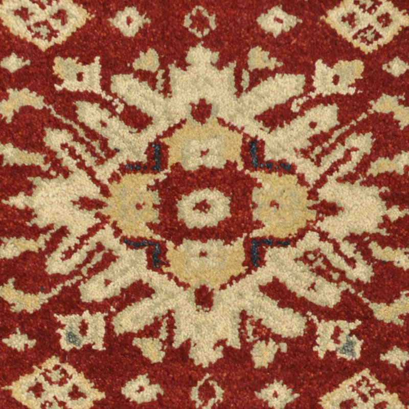 Tapis décoratif en laine de conception unique noué à la main rouge/Ivoire 2 pi 1 po x 4 pi 1 po