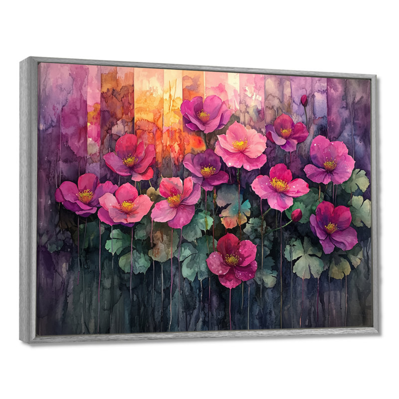 Frontenac lavande Echeveria et Burro S Tail Succulent Forest - Art mural succulent, H 24 po x l 32 po, Floater Framed