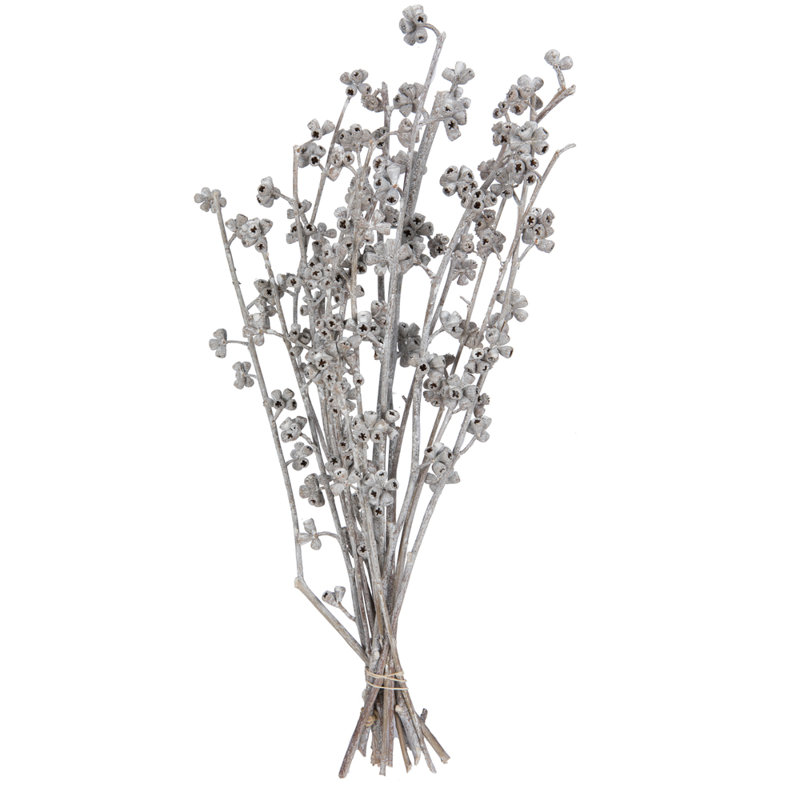 Branche de feuillage préservé de 13 po, Blanc délavé