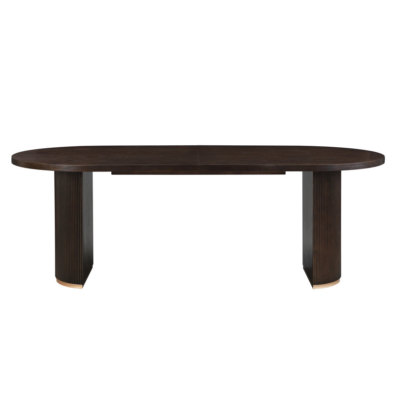 Krisslyn Oval Wood Dining Table With Double Pedestal Base, Espresso